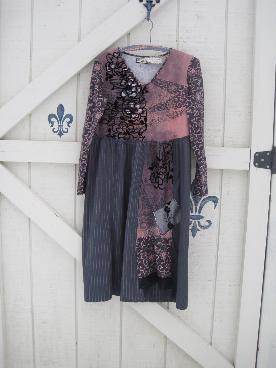 Boho dress SM patchwork dress Boho dress gray by ShabyVintage