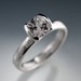 Cushion White Lab Sapphire Half Bezel Solitaire Engagement Ring in Sterling Silver, Palladium or 14k Gold