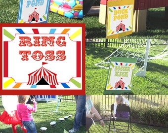 Carnival Signs Circus Signs Carnival Game Signs Circus Game signs Carnival theme party decor Sign Yard Sign Circus theme party decorations