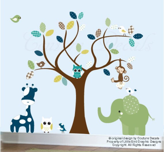 Jungle wall decal tree set patterned vinyl wall decal 0014