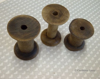 Vintage Style Wooden Spool - Bobbin - Stained - Small Medium Large - Craft Thread Ribbon Storage Display