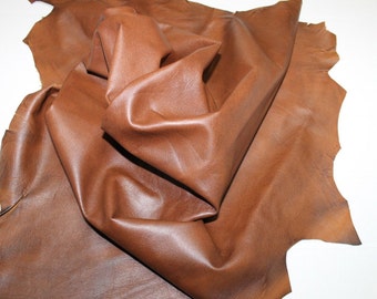 Italian Lambskin leather hide skin pelt CUOIO TAN DISTRESSED 7sqf