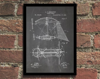 Steampunk Airship Patent Print Industrial Wall Art Poster