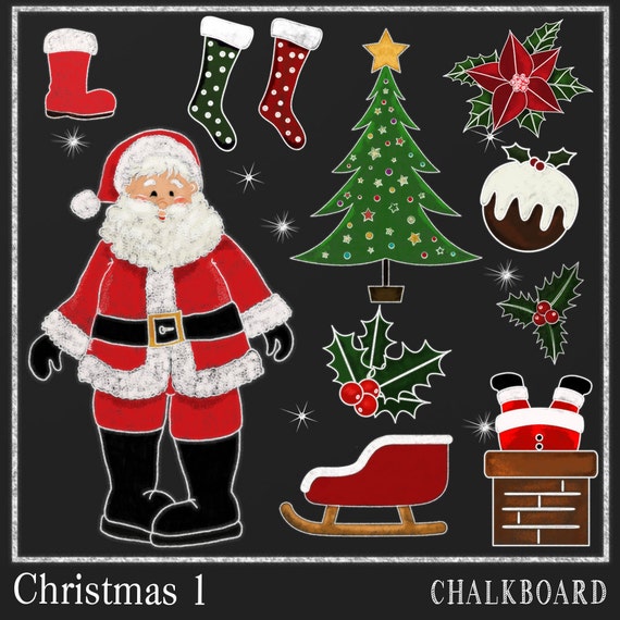 Christmas Chalkboard Chalk Clipart Chalkboard Santa