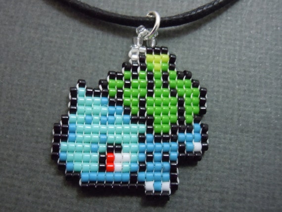 Bulbasaur Necklace Seed Bead Video Game Jewelry by Pixelosis