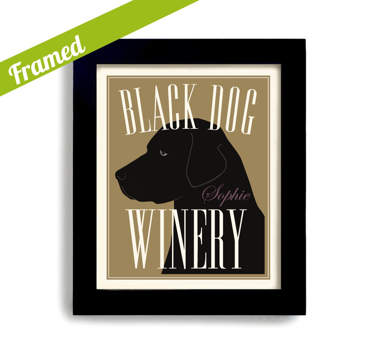 Black Lab Wine Gift Personalized Dog Art Vineyard Framed Bar