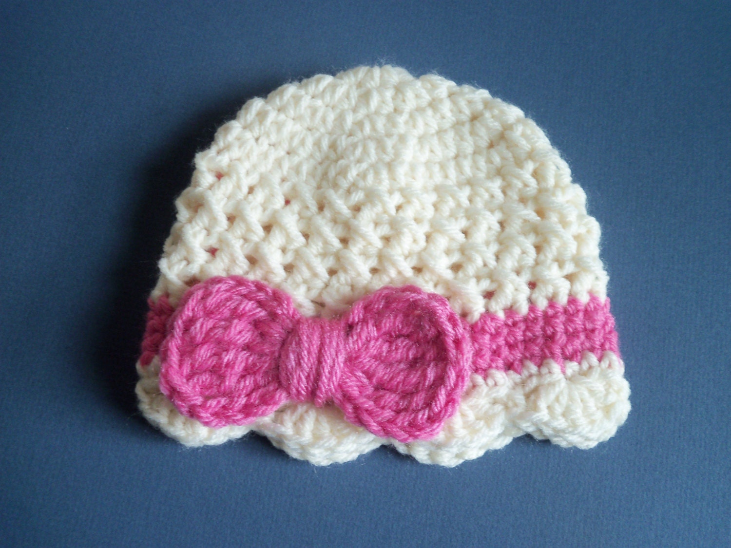 Baby Girl Hat With Bow Crochet Newborn Hat Hat with Pink Bow