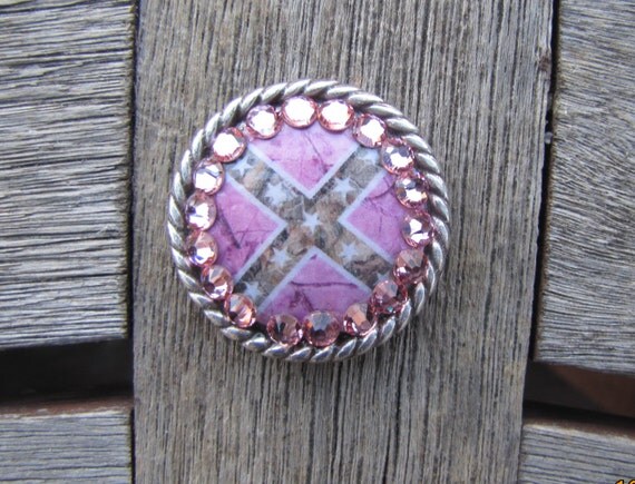 1.5" Antique Round Rope Pink Camo Rebel Flag with Lt Rose