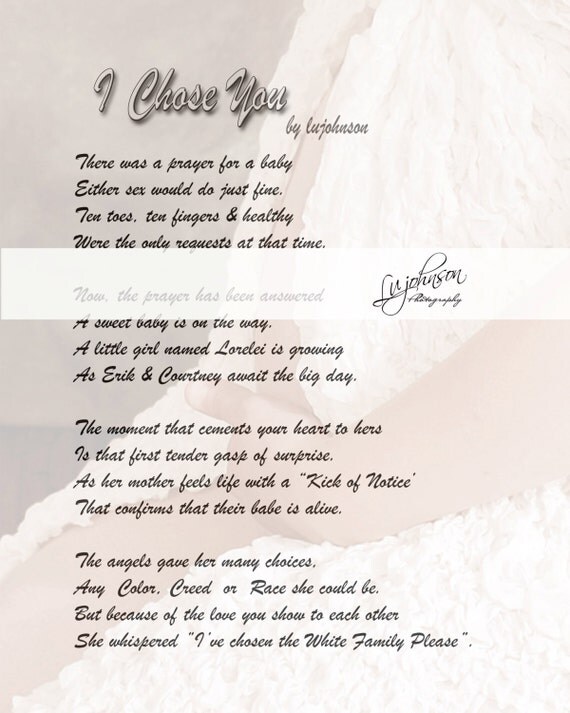 Items similar to Baby Poem "I Chose You" Beautiful baby