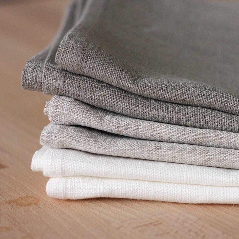 Set of 6 linen teatowels Lesna natural white gray by VarvaraLinen