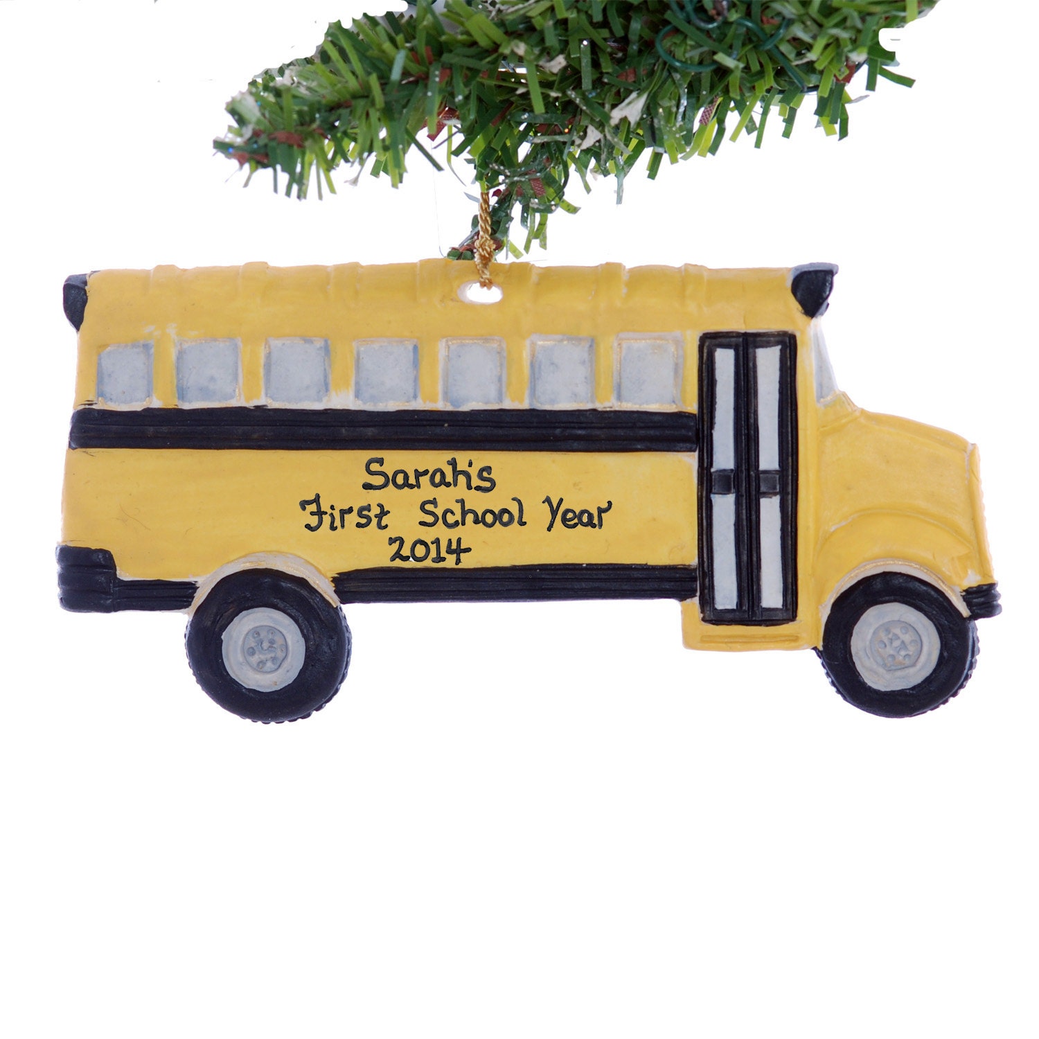 Personalized School bus ornament Yellow school bus Christmas