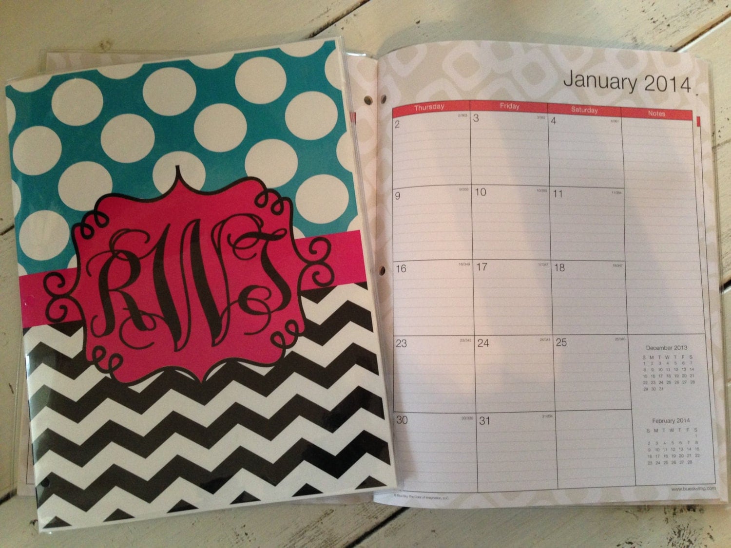 Personalized Planner Monthly Calendar Monogrammed Lilly