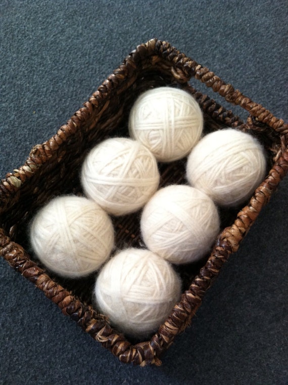 Felted Wool Dryer Balls Eco-friendly White set of 6