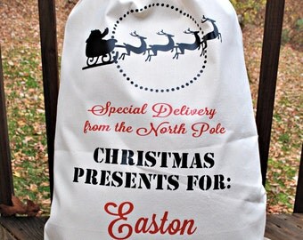 Large Custom Santa Sleigh Sack, Personalized Santa Bag, Christmas ...