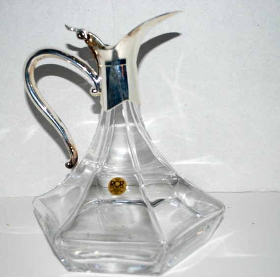 crystal and silver decanter RCR cristello 24 by capecodgypsy