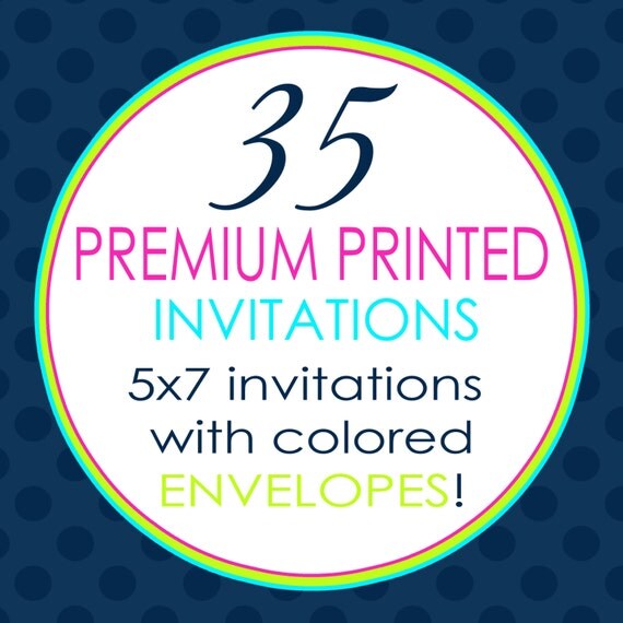 35 printed invitation FREE colored envelopes #801 Il_570xn