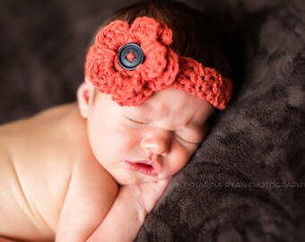 crochet baby headband, crochet baby headband with flower, crochet headband, baby headband, kids headband