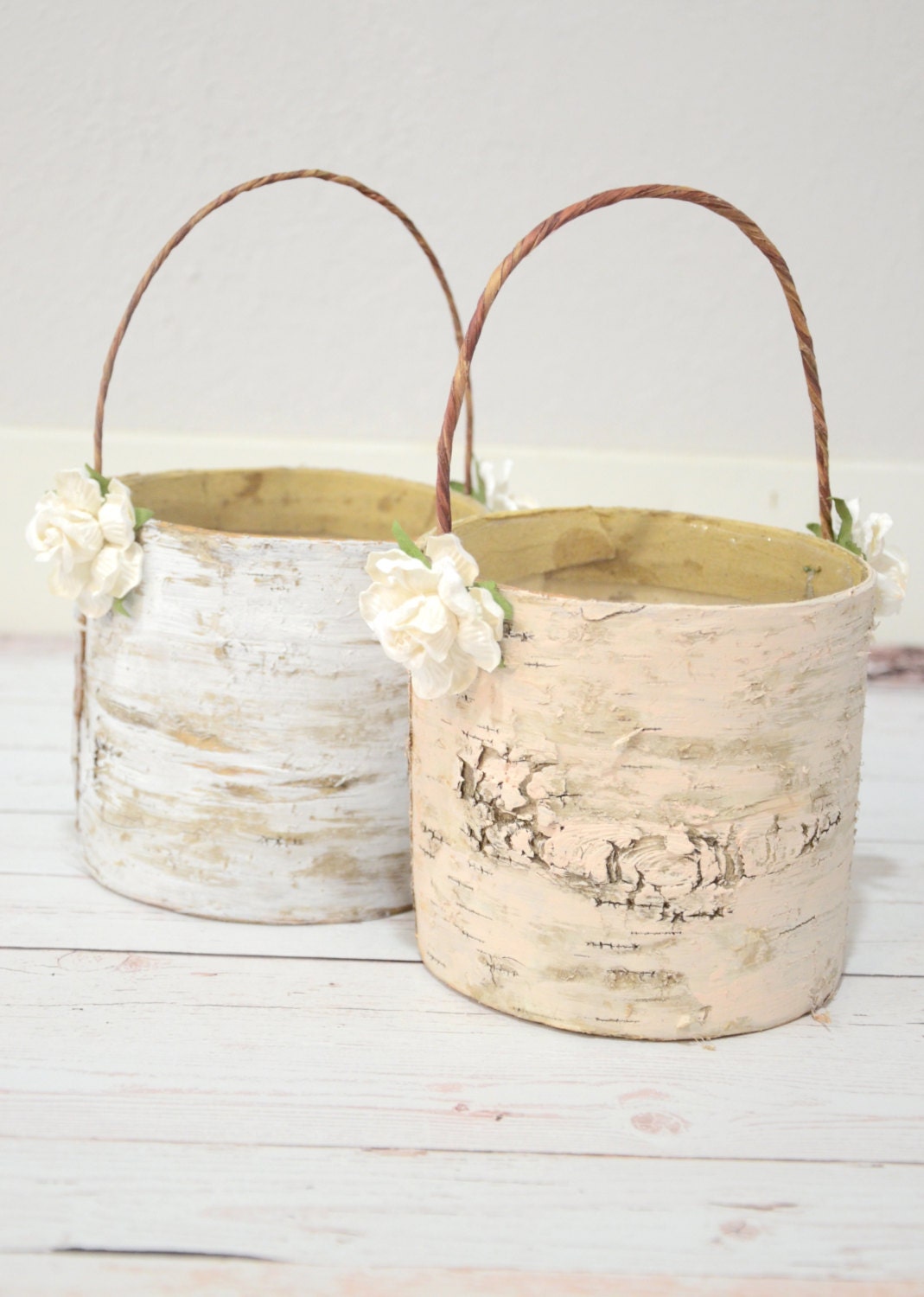 Set of 2 flower girl baskets boho chic