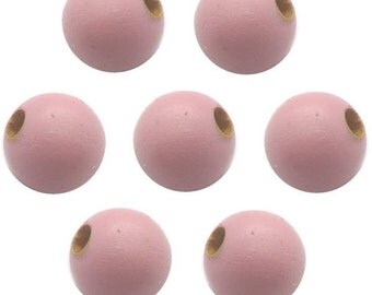 12mm Light Pink Round Wood Beads (50 Beads)