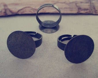 10pcs Adjustable antique bronze Round Ring Blanks 18mm