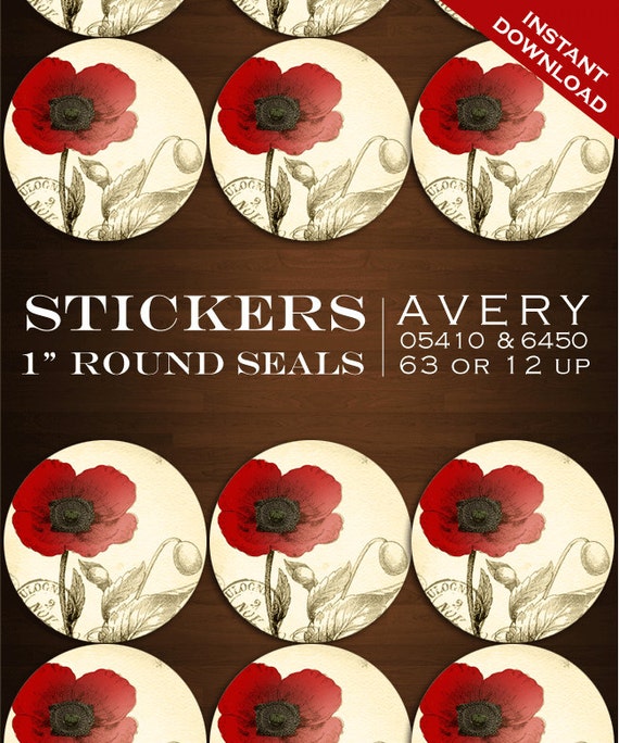 Poppy Sticker Labels Template Printable DIY Envelope Seals