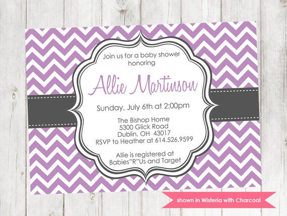 Printable Baby Shower Invitation - Chevron Shower Themed Invite - Colors and Text Customizable Il_570xn