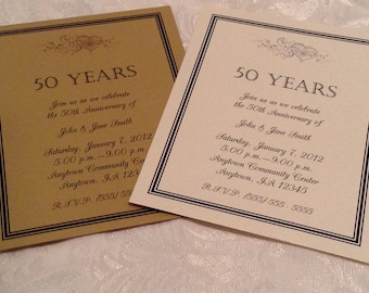 Gold 50th Anniversary Invitation