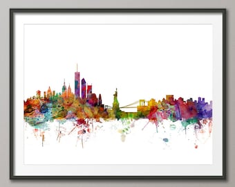 New York City Skyline, NYC Cityscape Art Print (906)