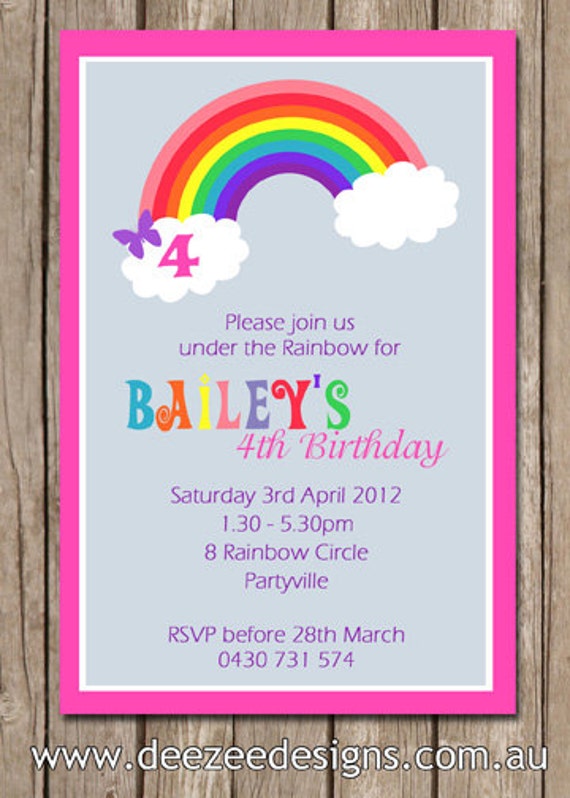 Personalised Rainbow Birthday Invitations - You Print Il_570xn