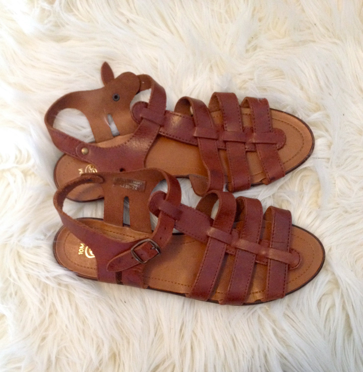 Vintage Italian Leather Strappy Sandals 10M Vintage Leather Sandals ...