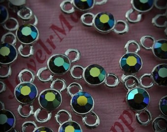 Olivine AB Genuine Sterling Silver Plated Swarovski Crystal Connectors Link T700