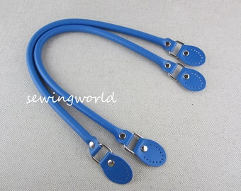 Blue Color Leather Bag Handles Purse Making Accessories, one pair