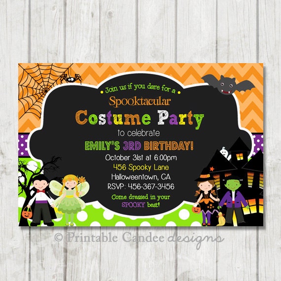 Halloween Themed Birthday Party Invitations 1