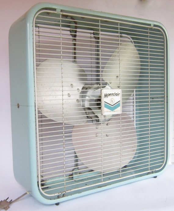 Vintage Lakewood Box Fan Montclair Box Fan Aqua