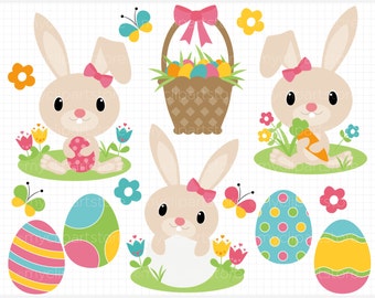 Clipart - Easter Bunny (Pink) - Digital Clip Art (Instant Download)