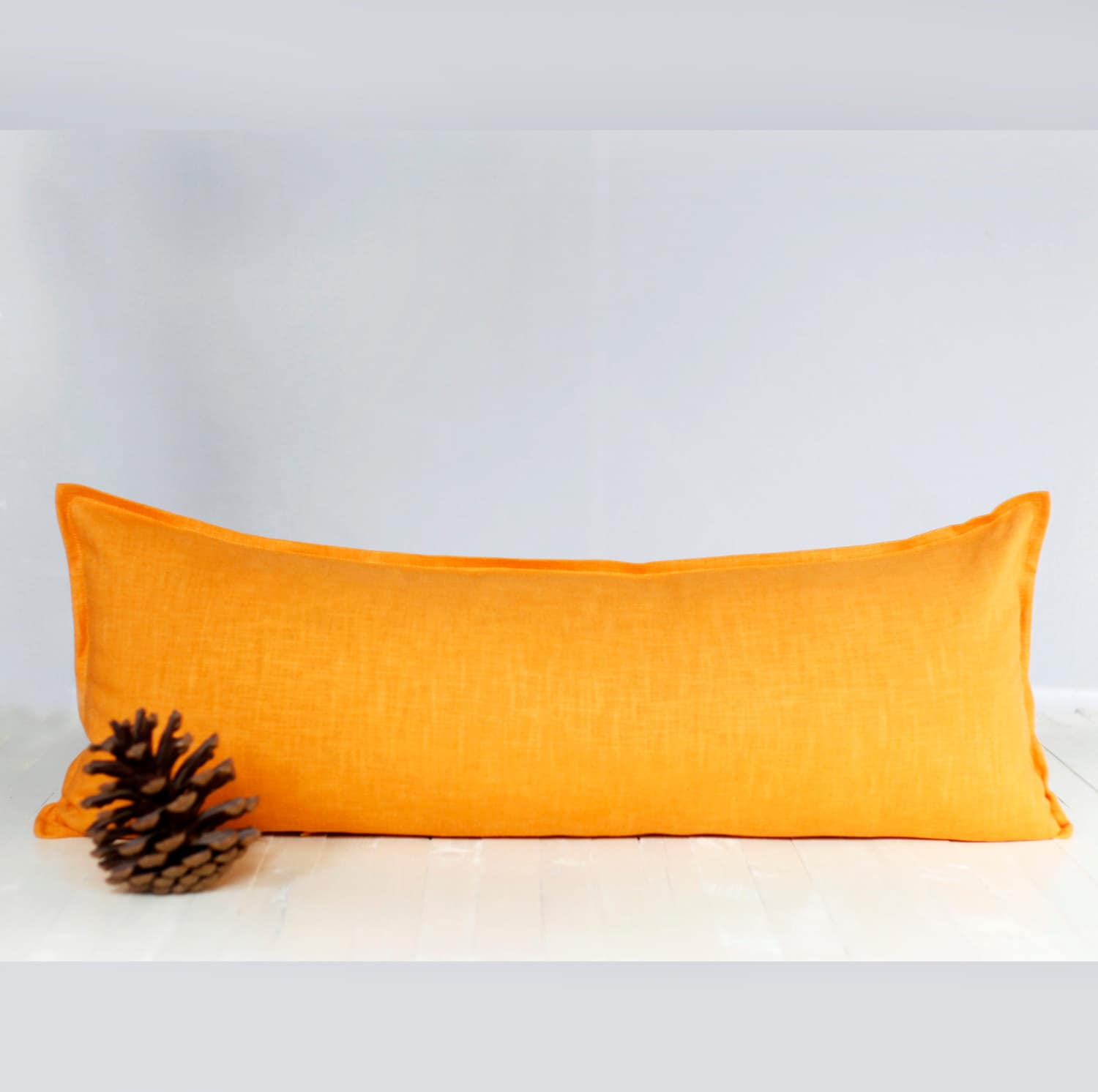 Lumbar pillow coveryellow natural linen fabricsize 14x36 or