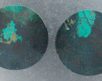Malachite Chrysocolla 11/8", 28.5mm one pair ear plugs