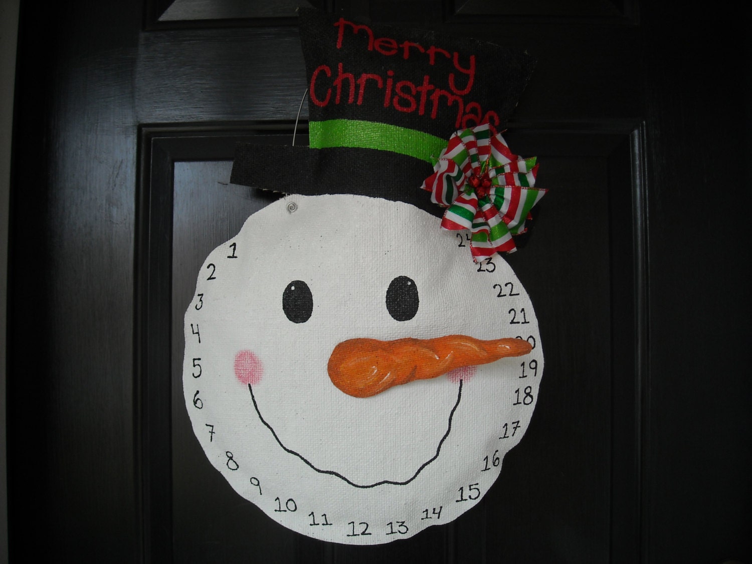 Burlap Snowman Door Hanger- Count down to Christmas- Advent Calendar