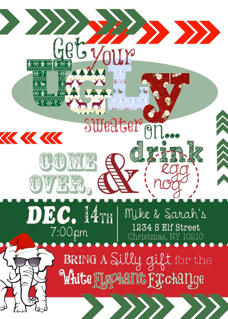 Ugly Sweater / White Elephant Invitation