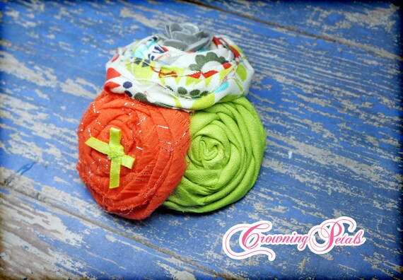 109 New baby headband orange 21 Orange, Lime Green Hair Accessories, Baby Headband, Fabric Flower Hair   