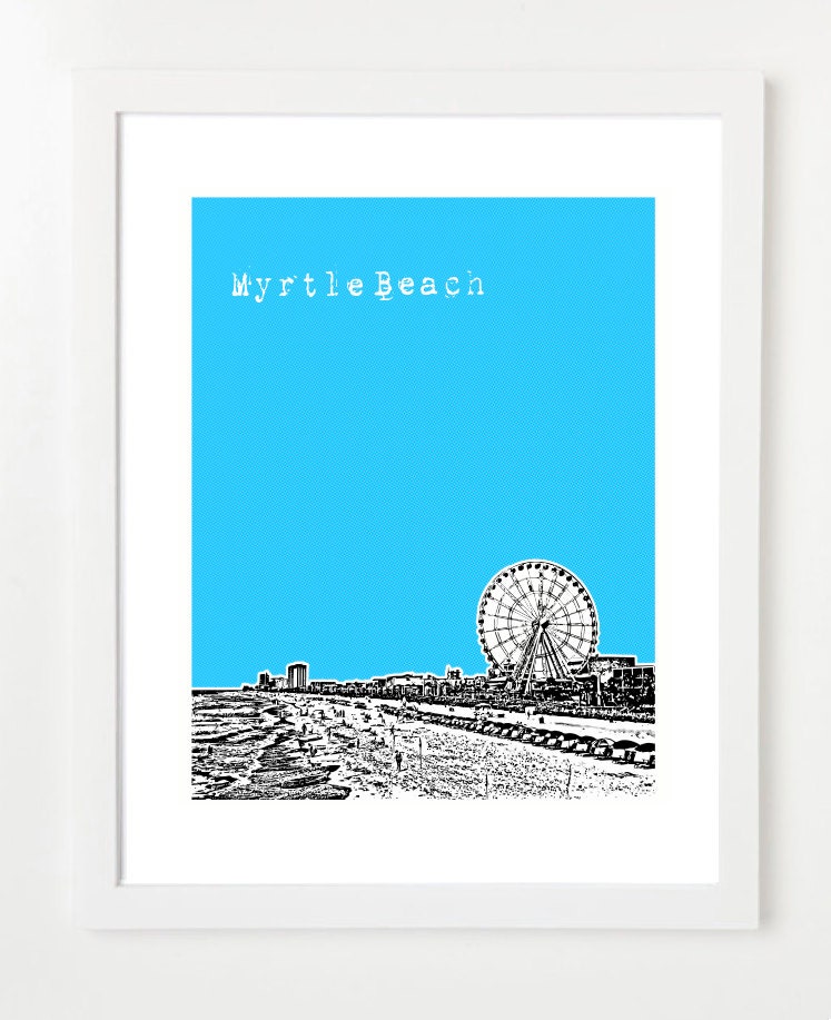 Myrtle Beach Art Print Myrtle Beach City Skyline Poster
