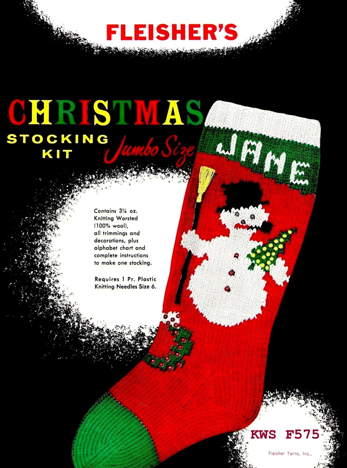 Knit Christmas STOCKING Snowman Instant by KinsieWoolShop on Etsy
