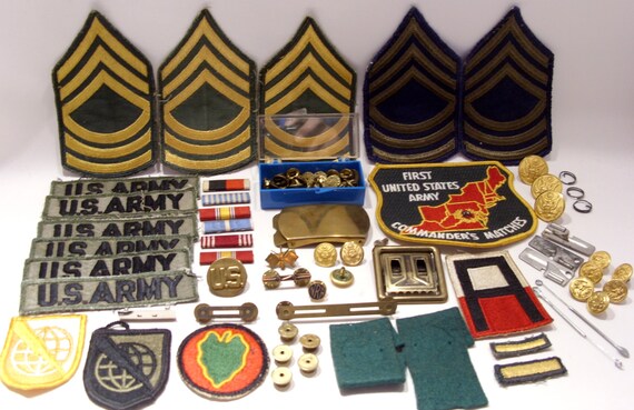 Korean War Army Patches Ribbons Buttons Chevrons Etc Lot
