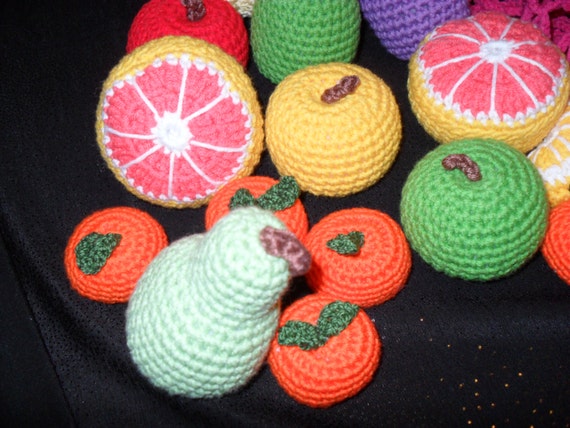 Pack of fruits and vegetables Lot fruits et legumes crochet fait main 20 articles crochet, filet jouet fait main crochet