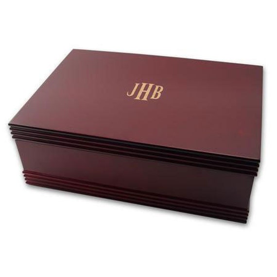 Large Rosewood Monogrammed Jewelry Box for Men