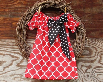 Girls Red Dress, Girls Dress, peasant dress, Kids Dress