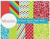 50% OFF - INSTANT DOWNLOAD, christmas swirl paper pack, for commercial or personal use, scrapbooking, printable party, backgrounds Il_170x135