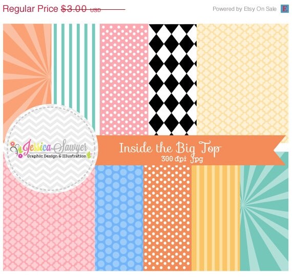 50% OFF - INSTANT DOWNLOAD, , circus digital paper, circus backgrounds, for commercial use, scrapbooking, invitations Il_570xn