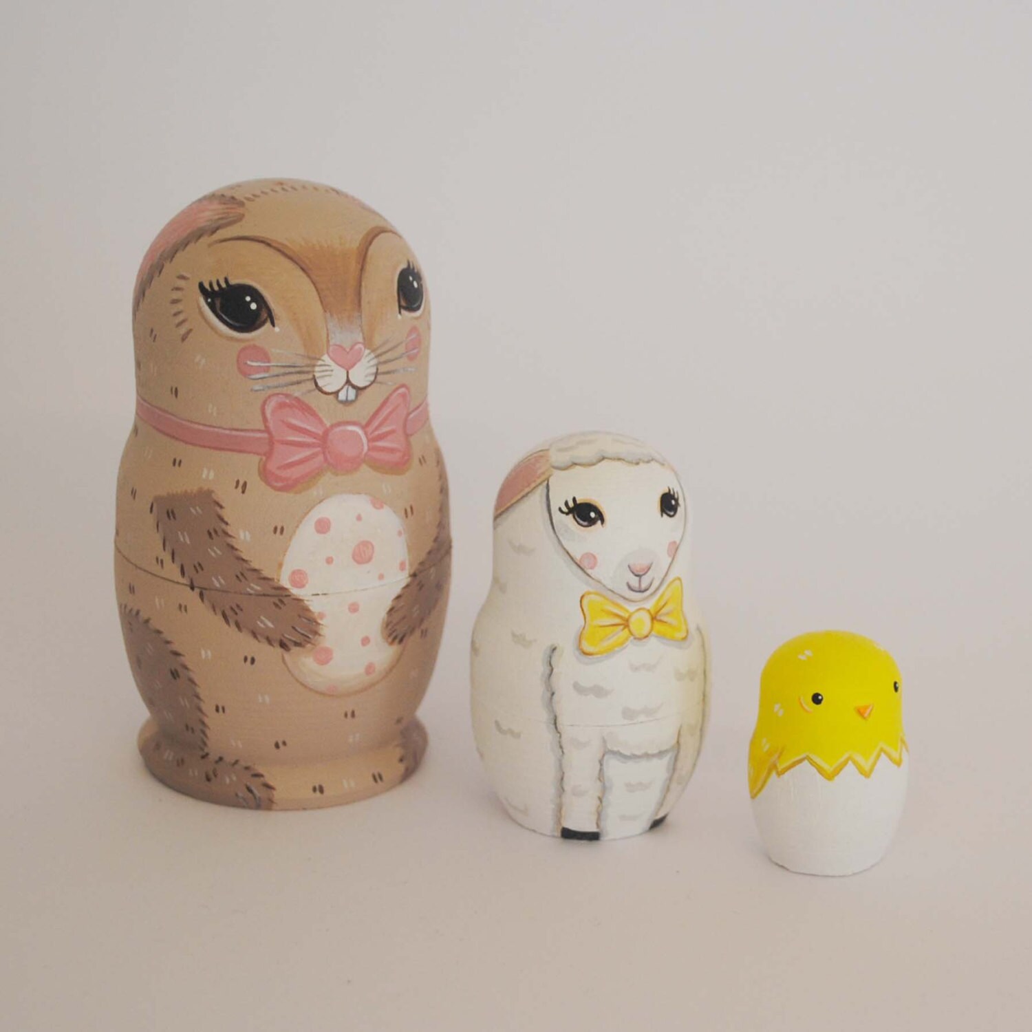 3 Easter bunny lamb and chick Russian / nesting / matryoshka