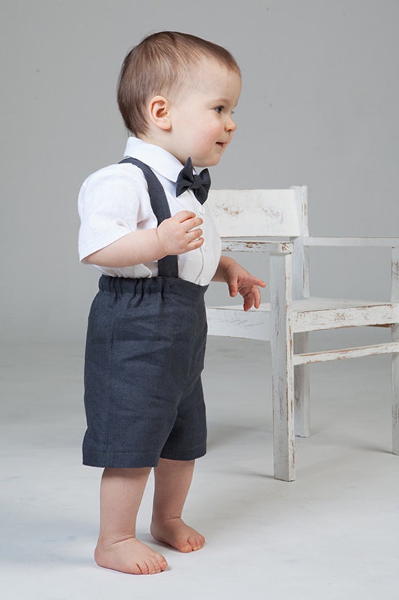 Baby boy linen suit Ring bearer outfit First birthday